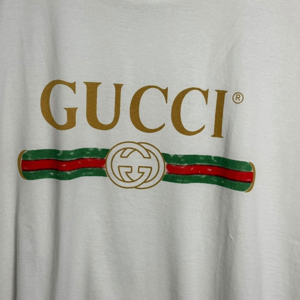Gucci womens oversized white logo tee with embroidery size Large - Picture 4 of 9